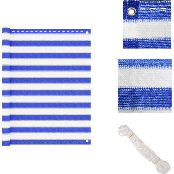 Vidaxl Schermo Privacy Per Balcone Blu E Bianco 120X400 Cm Hdpe - Ombrelloni E Tende Da Sole-image