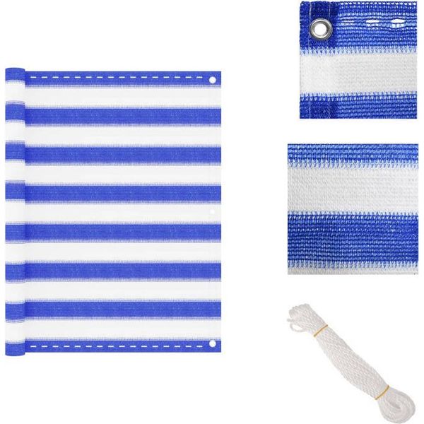 Vidaxl Schermo Privacy Per Balcone Blu E Bianco 90X400 Cm Hdpe - Ombrelloni E Tende Da Sole-image