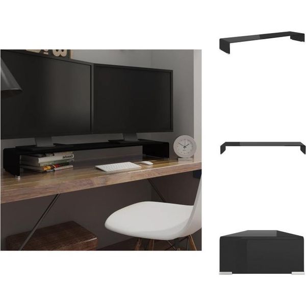 Vidaxl Tavolo Tv/Schermo In Vetro Nero 120X30X13 Cm - Mobili Tv-image