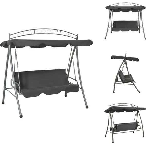 Vidaxl Altalena Da Giardino Con Funzione Letto E Tetto 198×120×205 Cm In Acciaio - Altalene Hollywood-image
