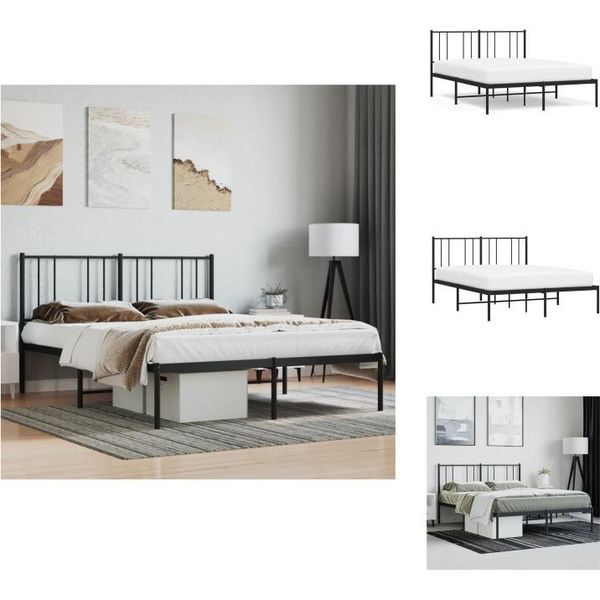 Vidaxl Struttura Letto Con Testiera In Metallo Nero 140X200 Cm - Letti E Strutture Letto-image