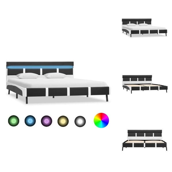 Vidaxl Struttura Letto Con Led In Pelle Finta Grigia 160X200 Cm - Letti E Strutture Letto-image