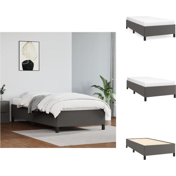 Vidaxl Struttura Letto Grigia 90X200 Cm In Pelle Finta - Letti E Strutture Letto-image