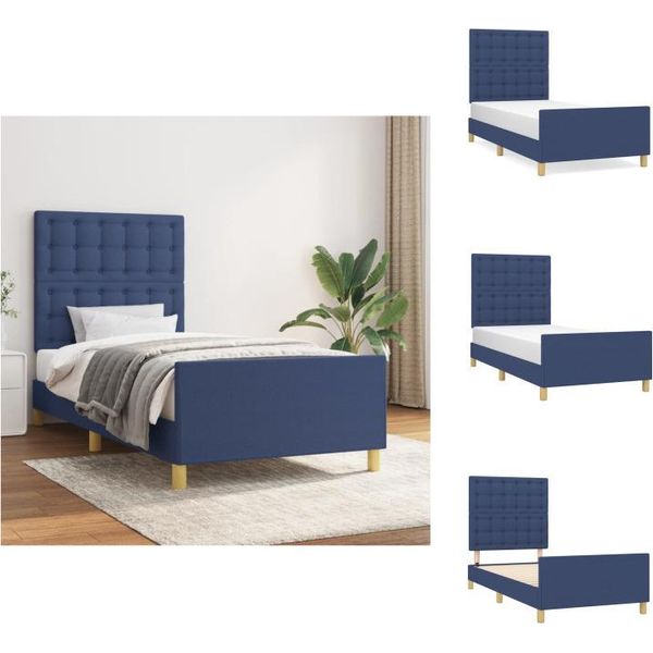 Vidaxl Struttura Letto Con Testiera In Tessuto Blu 80X200 Cm - Letti E Strutture Letto-image