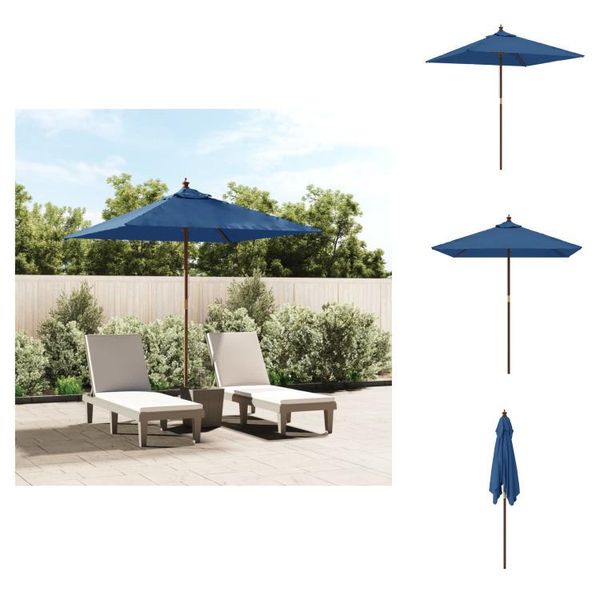 Vidaxl Ombrellone Con Palo In Legno Azzurro 198X198X231 Cm - Ombrelloni E Tende Da Sole-image