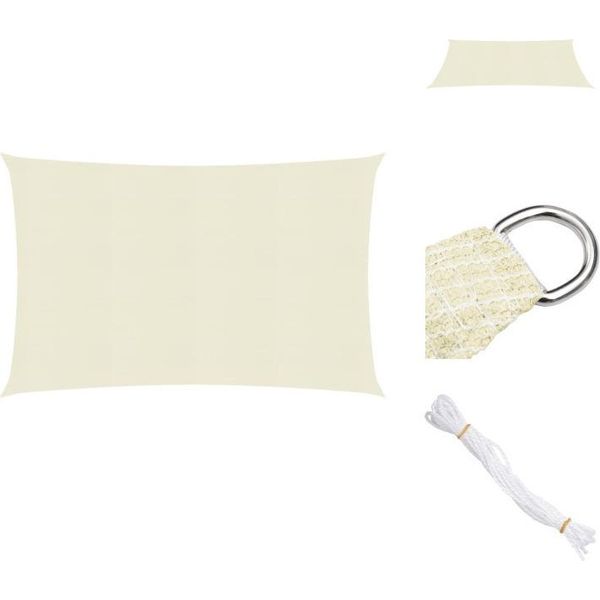 Vidaxl Tenda Da Sole 160 G/M² Crema 3X5 M Hdpe - Ombrelloni E Tende Da Sole-image