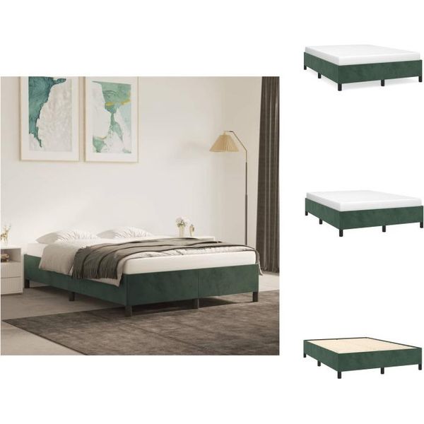 Vidaxl Struttura Letto Verde Scuro 140X190 Cm In Velluto - Letti E Strutture Letto-image
