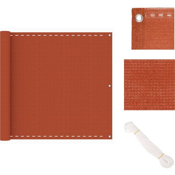 Vidaxl Schermo Privacy Per Balcone Arancione 90X400 Cm Hdpe - Ombrelloni E Tende Da Sole-image