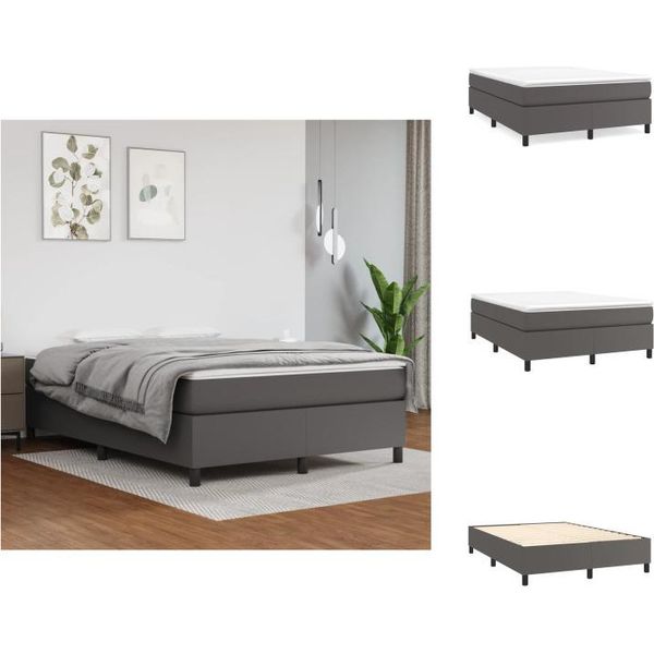 Vidaxl Letto A Molle Insacchettate Grigio 140X190 Cm In Pelle Finta - Letti & Strutture Letto-image