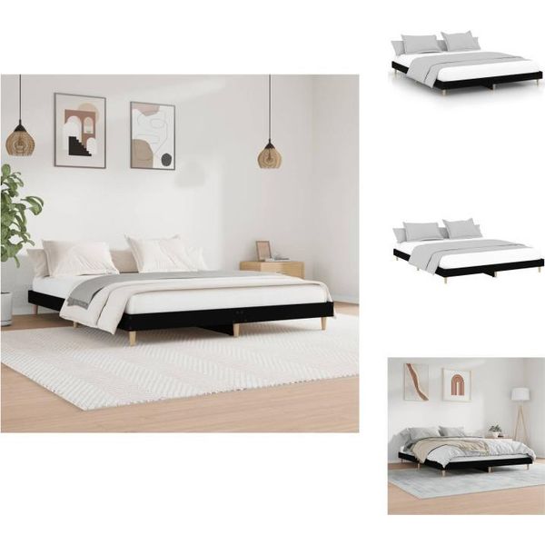 Vidaxl Struttura Letto Nera 200X200 Cm In Legno - Letti E Strutture Letto-image