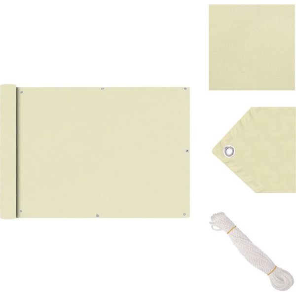 Vidaxl Schermo Privacy Per Balcone In Tessuto Oxford 75X600 Cm Crema - Ombrelloni E Tende Da Sole-image