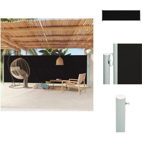 Vidaxl Tenda Laterale Estensibile 180X600 Cm Nero - Ombrelloni E Tende Da Sole-image