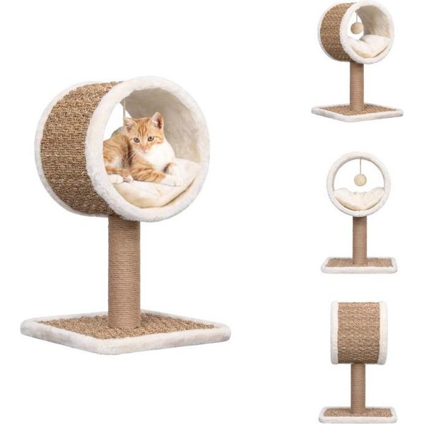 Vidaxl Tiragraffi Per Gatti Con Tunnel E Giocattolo 56 Cm In Erba Di Mare - Tiragraffi-image