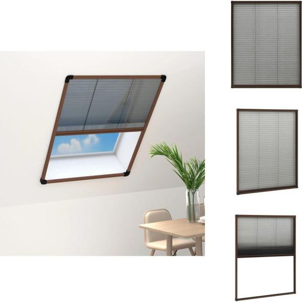 Vidaxl Zanzariera Plissettata Per Finestre In Alluminio Marrone 80X100 Cm - Zanzariera-image