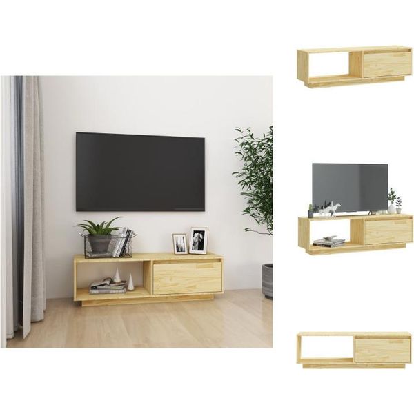 Mobile Tv Vidaxl 110X30X33,5 Cm In Legno Di Pino Massiccio - Mobili Tv-image