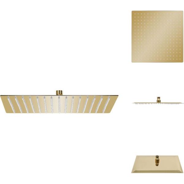 Vidaxl Soffione Doccia A Pioggia In Acciaio Inox 40X40 Cm Quadrato Golden - Soffioni Doccia-image