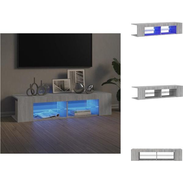 Vidaxl Mobile Tv Con Luci Led Grigio Sonoma 135X39X30 Cm - Mobili Tv-image