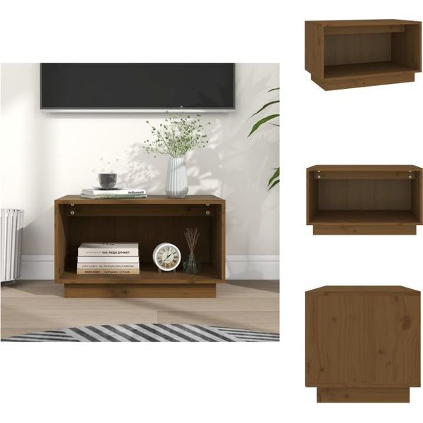 Mobile Tv Vidaxl Miele Marrone 60X35X35 Cm In Legno Di Pino Massiccio - Mobili Tv-image