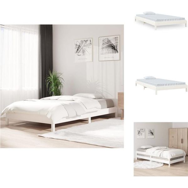 Vidaxl Letto Impilabile Bianco 100X200 Cm In Legno Di Pino Massiccio - Letti E Strutture Letto-image