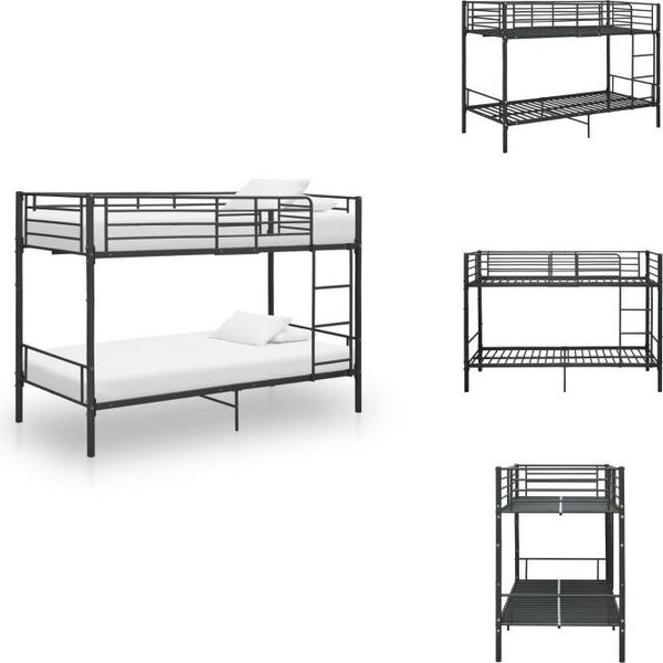Vidaxl Letto A Castello In Metallo Nero 90×200 Cm - Letti E Strutture Letto-image