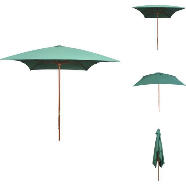 Vidaxl Ombrellone 200X300 Cm Con Asta In Legno Verde - Ombrelloni E Tende Da Sole-image