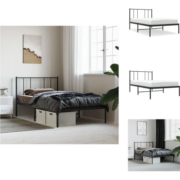 Vidaxl Struttura Letto Con Testiera In Metallo Nero 90X190 Cm - Letti E Strutture Letto-image