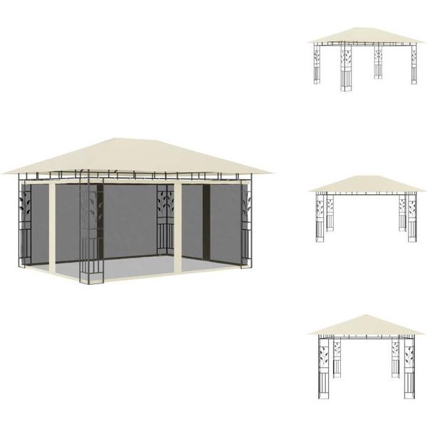 Vidaxl Padiglione Con Zanzariera 4X3X2,73 M Crema 180 G/M² - Padiglioni E Tende Per Feste-image