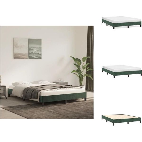 Vidaxl Struttura Letto Verde Scuro 140X200 Cm In Velluto - Letti E Strutture Letto-image