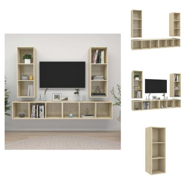 Vidaxl Mobili Tv A Parete 4 Pezzi In Legno Di Quercia Sonoma - Mobili Tv-image