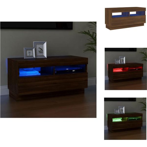 Mobile Tv Vidaxl Con Luci Led Look Rovere Marrone 80X35X40 Cm - Mobili Tv-image