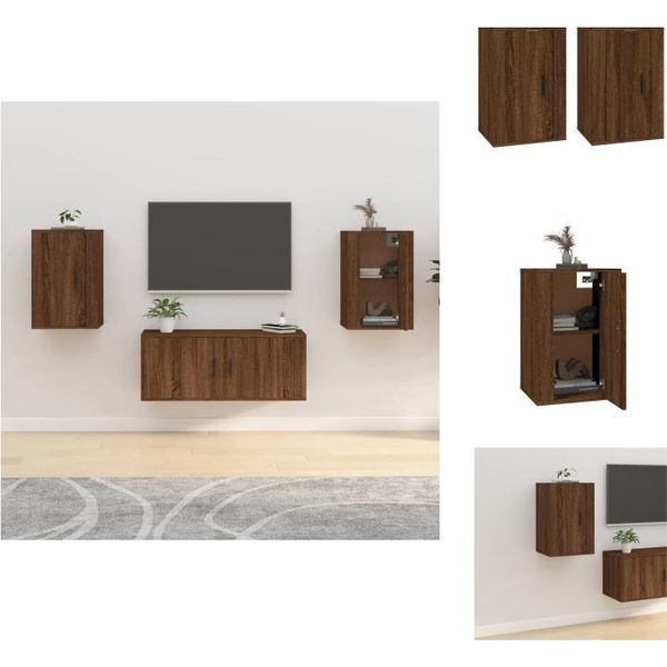 Vidaxl Mobili Tv A Parete 2 Pz. Aspetto Rovere Marrone 40X34,5X60 Cm - Mobili Tv-image