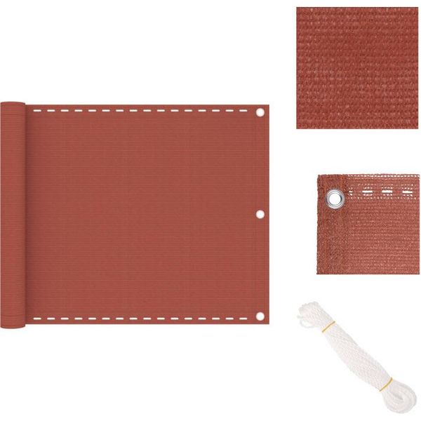 Vidaxl Schermo Privacy Per Balcone Rosso Terracotta 75X300 Cm Hdpe - Ombrelloni E Tende Da Sole-image