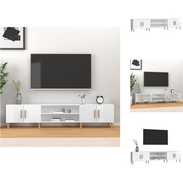 Vidaxl Mobile Tv Bianco Lucido 180X31,5X40 Cm Materiale A Base Di Legno - Mobili Tv-image