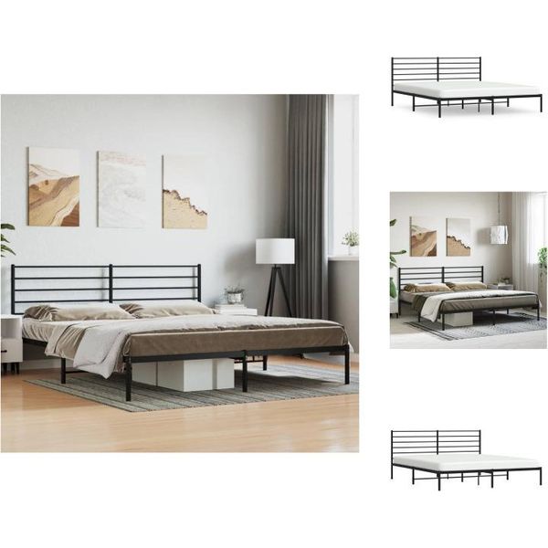 Vidaxl Struttura Letto Con Testiera In Metallo Nero 200X200 Cm - Letti E Strutture Letto-image
