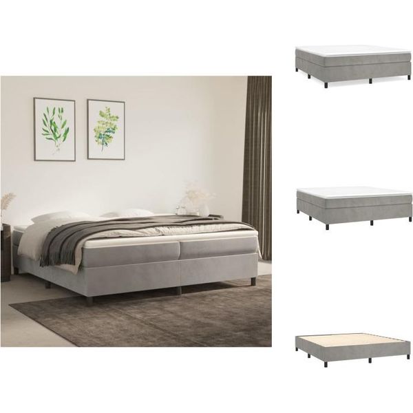 Vidaxl Letto Boxspring Grigio Chiaro 200X200 Cm In Velluto - Letti E Strutture Letto-image