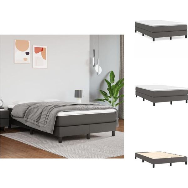 Vidaxl Letto A Molle Insacchettate Grigio 120X200 Cm In Pelle Finta - Letti & Strutture Letto-image