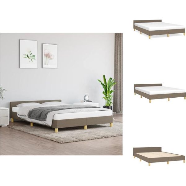 Vidaxl Struttura Letto Con Testiera In Tessuto Taupe 140X190 Cm - Letti E Strutture Letto-image
