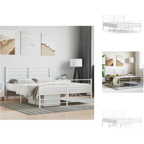 Vidaxl Struttura Letto Con Testiera E Pediera In Metallo Bianco 160X200 Cm - Letti E Strutture Letto-image