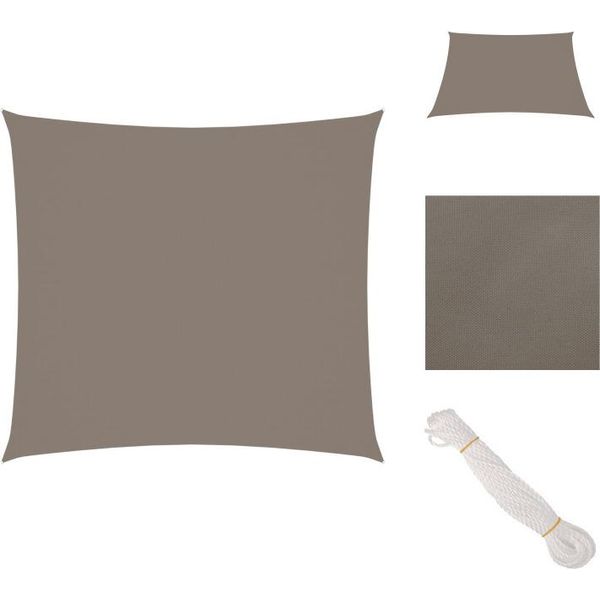 Vidaxl Tenda Da Sole In Tessuto Oxford Quadrato 4X4 M Taupe - Ombrelloni E Tende Da Sole-image
