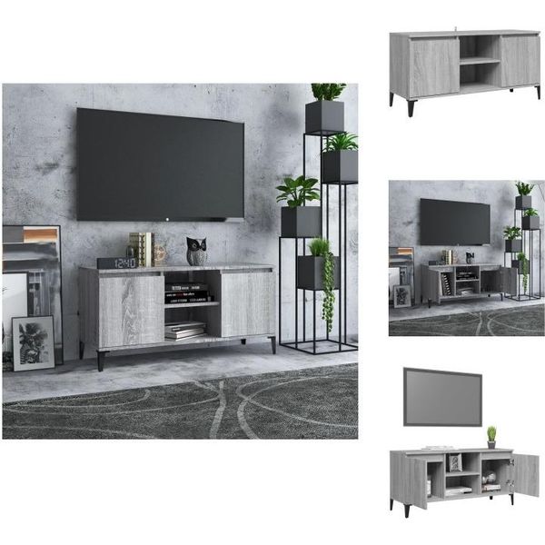 Mobile Tv Vidaxl Con Gambe In Metallo Grigio Sonoma 103,5X35X50 Cm - Mobili Tv-image