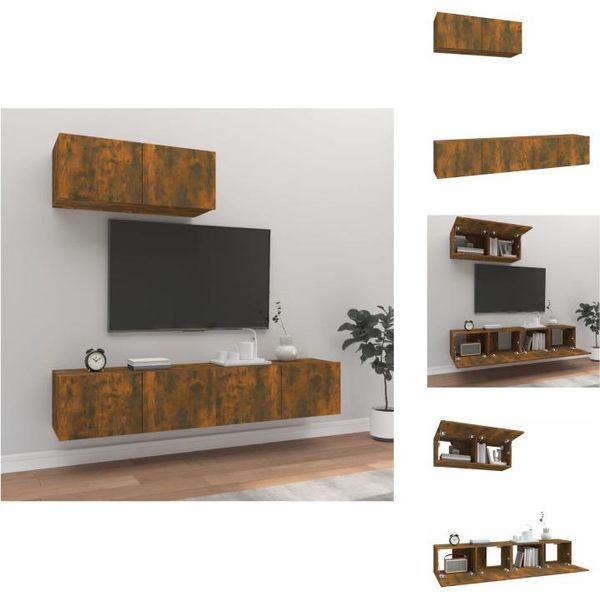 Vidaxl Set Di Mobili Tv A 3 Pezzi In Legno Di Quercia Fumé - Mobili Tv-image