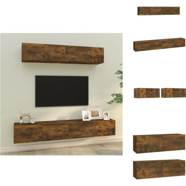 Vidaxl Set Di Mobili Tv 4 Pezzi In Legno Di Quercia Fumé - Mobili Tv-image