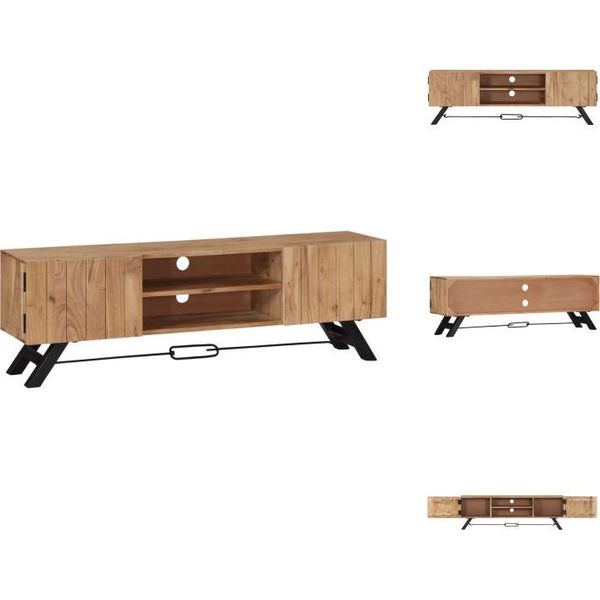 Mobile Tv Vidaxl 140 X 30 X 45 Cm In Legno Massiccio Di Acacia - Mobili Tv-image