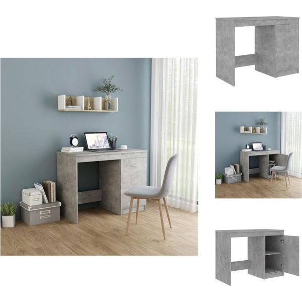 Vidaxl Scrivania Grigio Cemento 100X50X76 Cm In Legno - Scrivanie-image