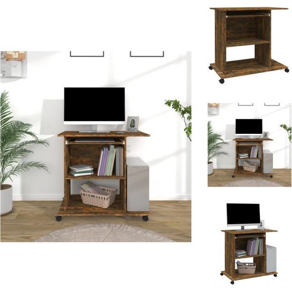 Vidaxl Scrivania Rovere Fumé 80X50X75 Cm Materiale A Base Di Legno - Scrivanie-image