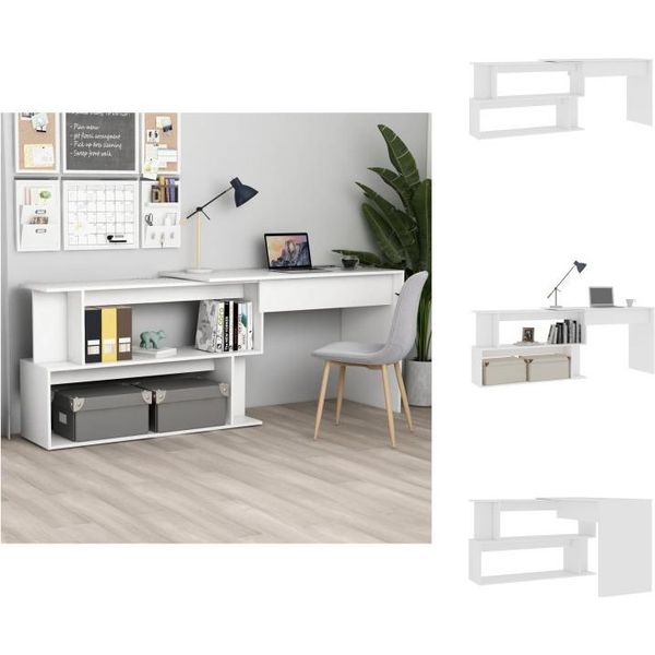 Vidaxl Scrivania Ad Angolo Bianca 200X50X76 Cm In Legno - Scrivanie-image