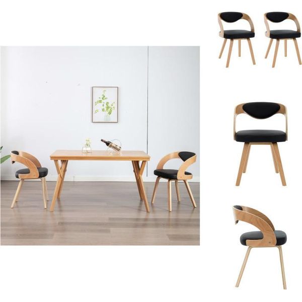 Vidaxl Sedie Da Pranzo 2 Pezzi In Legno Curvato Nero E Pelle Finta - Sedie Da Pranzo-image