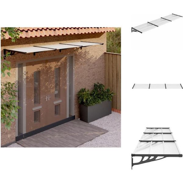 Vidaxl Tettoia Per Porta Nera E Trasparente 358,5X90 Cm In Policarbonato - Tende Da Sole-image