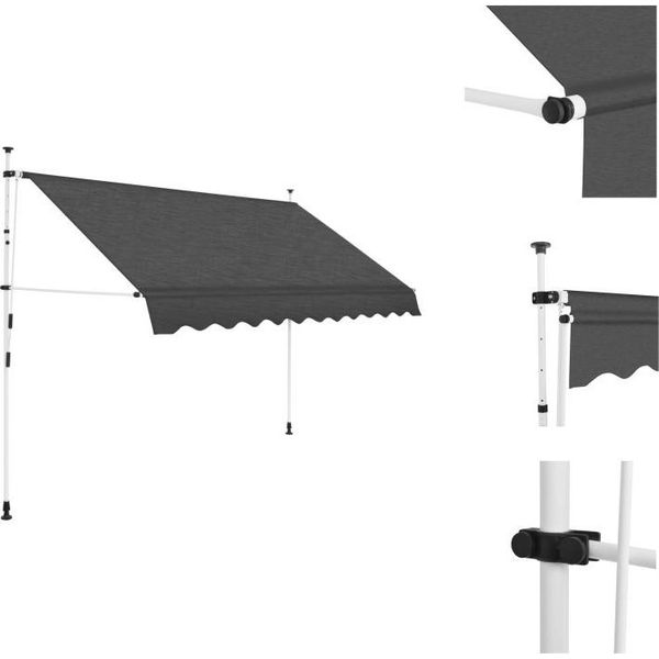 Vidaxl Tenda A Scomparsa Manuale 300 Cm Antracite - Tende Da Sole-image