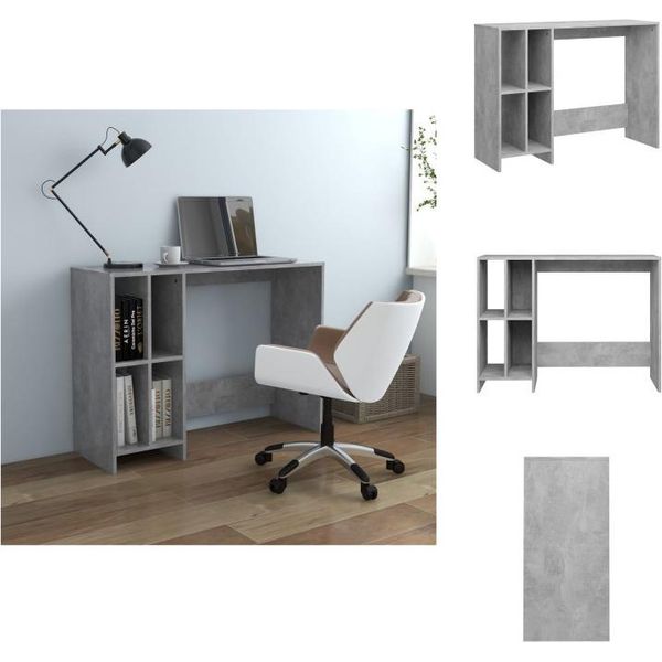 Vidaxl Scrivania Per Computer Grigio Cemento 102,5X35X75 Cm In Legno - Scrivanie-image